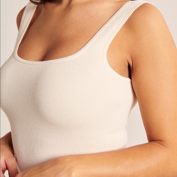 Abercrombie & Fitch Off White 90s Ribbed Mini Sweater Dress Large - Picture 5 of 10